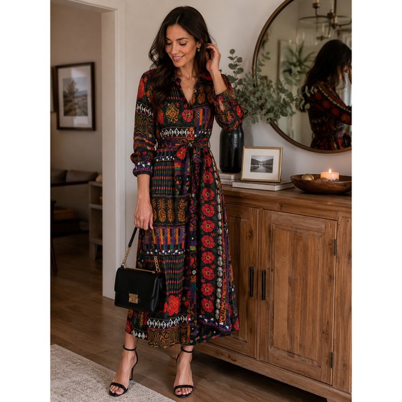 FARM Rio Dresses & Skirts - Farm Rio Anthropologie Colorful Artistic Statement Dress Size M